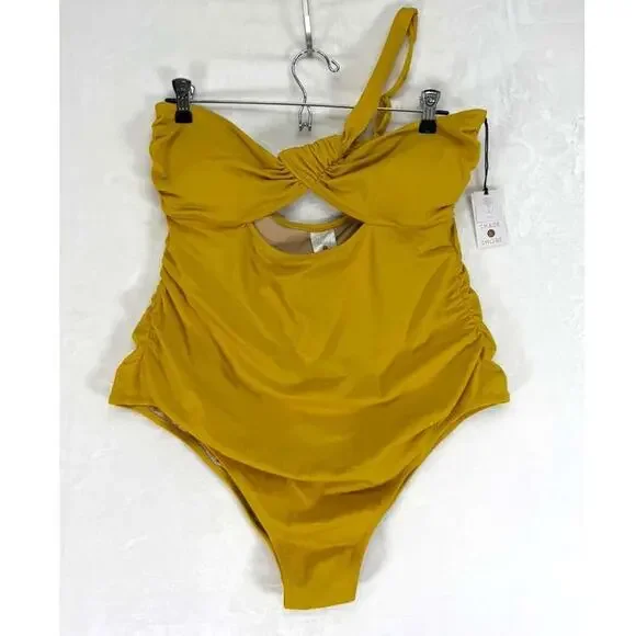 Shade & Shore Women's Asymmetric Twist One Piece Swimsuit Sz XL - Picture 3 of 9